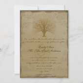 ミュージカル金ゴールドラブツリー結婚式招待状 招待状 (正面)