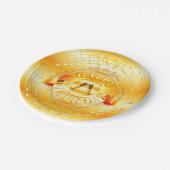 ミュージカル金ゴールド飾り付き魅力ハッピーバースデー ペーパープレート (アングル)