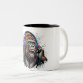 ミュージカル霊長類：独自のゴリラの頭部を作成 ツートーンマグカップ (正面右)