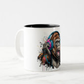 ミュージカル霊長類：独自のゴリラの頭部を作成 ツートーンマグカップ (正面左)