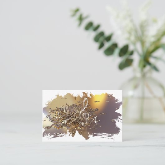 ミュージカル高音クレフ、 音符記号と落下音ビジネスカー 名刺 (スタンド正面)