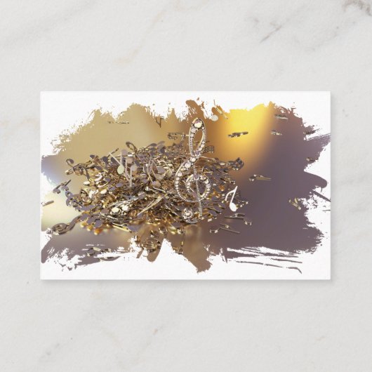 ミュージカル高音クレフ、 音符記号と落下音ビジネスカー 名刺 (裏面)