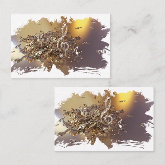 ミュージカル高音クレフ、 音符記号と落下音ビジネスカー 名刺 (正面/裏面)