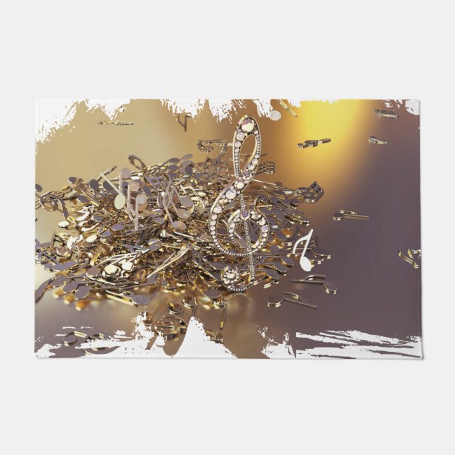 ミュージカル高音クレフ、 音符記号と落下音 ドアマット (正面)