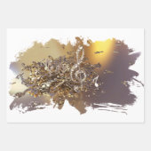 ミュージカル高音クレフ、 音符記号と落下音 ラッピングペーパーシート (正面)