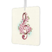 ミュージカル高音クレフ、 音符記号の音符と桜の花 カーエアーフレッシュナー (左)