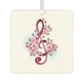 ミュージカル高音クレフ、 音符記号の音符と桜の花 カーエアーフレッシュナー (裏面)