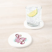 ミュージカル高音クレフ、 音符記号の音符と桜の花 コースター (側面)