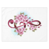 ミュージカル高音クレフ、 音符記号の音符と桜の花 テーブルクロス (正面(横))