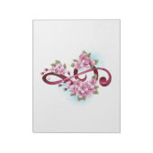 ミュージカル高音クレフ、 音符記号の音符と桜の花 ノートパッド (回転)