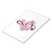 ミュージカル高音クレフ、 音符記号の音符と桜の花 ノートパッド (アングル)