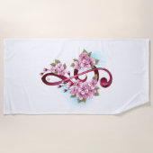 ミュージカル高音クレフ、 音符記号の音符と桜の花 ビーチタオル (正面)