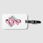 ミュージカル高音クレフ、 音符記号の音符と桜の花 ラゲッジタグ (正面横)