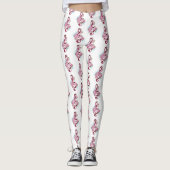 ミュージカル高音クレフ、 音符記号の音符と桜の花 レギンス (正面)