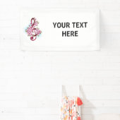 ミュージカル高音クレフ、 音符記号の音符と桜の花 横断幕 (インサイチュ)