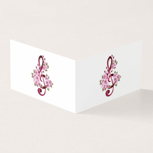 ミュージカル高音クレフ、 音符記号ノートと桜花 (外部)