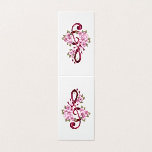 ミュージカル高音クレフ、 音符記号ノートと桜花 (外部フラット)