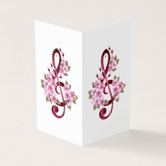 ミュージカル高音クレフ、 音符記号ノートと桜花 (外部)