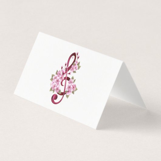 ミュージカル高音クレフ、 音符記号ノートと桜花 (正面)