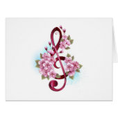 ミュージカル高音クレフ、 音符記号ノートと桜花 (正面横)