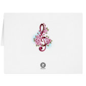 ミュージカル高音クレフ、 音符記号ノートと桜花 (裏面横)