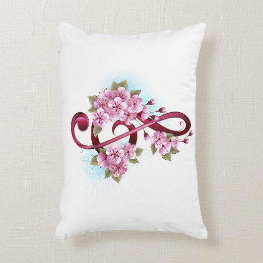 ミュージカル高音クレフ、 音符記号ノートと桜花 アクセントクッション (正面(垂直))