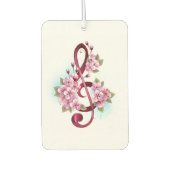ミュージカル高音クレフ、 音符記号ノートと桜花 カーエアーフレッシュナー (正面)