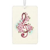 ミュージカル高音クレフ、 音符記号ノートと桜花 カーエアーフレッシュナー (裏面)