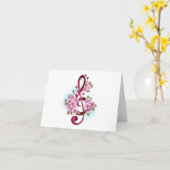 ミュージカル高音クレフ、 音符記号ノートと桜花 カード (黄色い花)