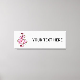 ミュージカル高音クレフ、 音符記号ノートと桜花 キャンバスプリント