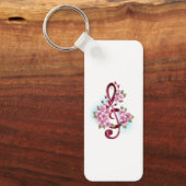 ミュージカル高音クレフ、 音符記号ノートと桜花 キーホルダー (正面)