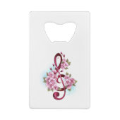 ミュージカル高音クレフ、 音符記号ノートと桜花 クレジットカード栓抜き (裏面)
