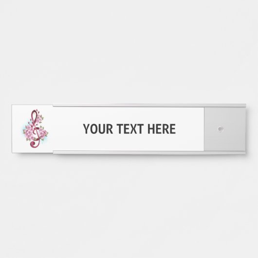 ミュージカル高音クレフ、 音符記号ノートと桜花 サインプレート (正面)