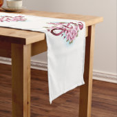 ミュージカル高音クレフ、 音符記号ノートと桜花 ショートテーブルランナー (インサイチュ)