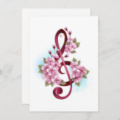 ミュージカル高音クレフ、 音符記号ノートと桜花 シーズンカード (正面/裏面)