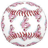 ミュージカル高音クレフ、 音符記号ノートと桜花 ソフトボール (裏面)