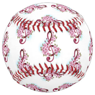 ミュージカル高音クレフ、 音符記号ノートと桜花 ソフトボール