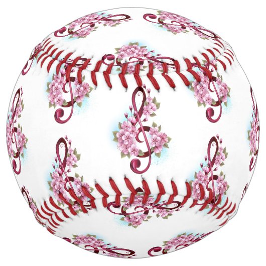 ミュージカル高音クレフ、 音符記号ノートと桜花 ソフトボール (正面)