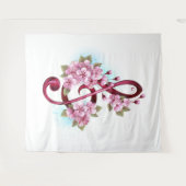 ミュージカル高音クレフ、 音符記号ノートと桜花 タペストリー (正面(横))