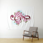 ミュージカル高音クレフ、 音符記号ノートと桜花 タペストリー (インサイチュ(横))