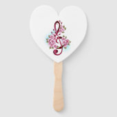 ミュージカル高音クレフ、 音符記号ノートと桜花 ハンドファン (裏面)