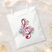 ミュージカル高音クレフ、 音符記号ノートと桜花 フェイバーバッグ (クリップ留めされた状態)