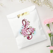 ミュージカル高音クレフ、 音符記号ノートと桜花 フェイバーバッグ (封をした状態)