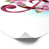 ミュージカル高音クレフ、 音符記号ノートと桜花 フォトプリント (角)