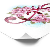 ミュージカル高音クレフ、 音符記号ノートと桜花 フォトプリント (角)