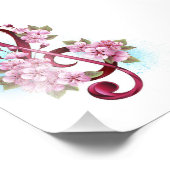 ミュージカル高音クレフ、 音符記号ノートと桜花 フォトプリント            (角)