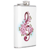 ミュージカル高音クレフ、 音符記号ノートと桜花 フラスク (右)