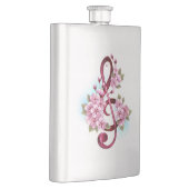 ミュージカル高音クレフ、 音符記号ノートと桜花 フラスク (右)