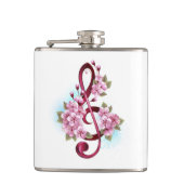 ミュージカル高音クレフ、 音符記号ノートと桜花 フラスク (正面)