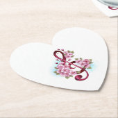 ミュージカル高音クレフ、 音符記号ノートと桜花 ペーパーコースター (アングル)